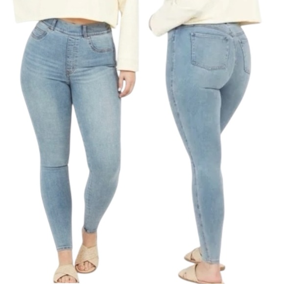 Spanx Jeggings Light Wash 1X High Rise Tummy Control Denim - Picture 1 of 14